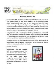 English Worksheet: historic route 66