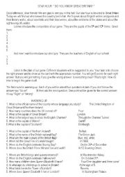 English Worksheet: STAR HOUR  HOW DO YOU KNOW GREAT BRITAIN?