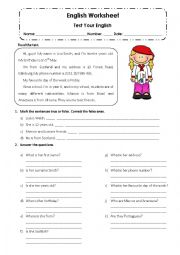 English worksheet - test your english