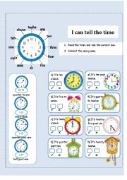 English Worksheet: I can tell the time