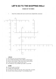 English Worksheet: KINDS OF STORES (CROSSWORD)