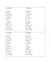 English Worksheet: Translate: clothes