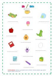 English Worksheet: A or AN