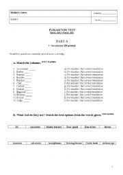 English Worksheet: Evaluation Test on Jobs