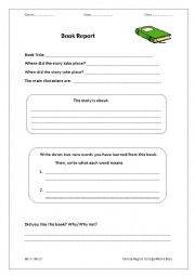 English Worksheet: Book Report