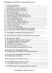 English Worksheet: Environmental issues with conditionals