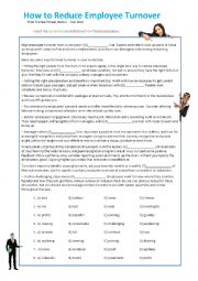 English Worksheet: Managing Turnover: Human Resources Reading and Debate - FCE Practice