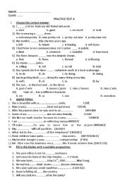 English Worksheet: practice test