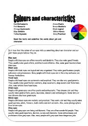 English Worksheet: Colours and characteristics