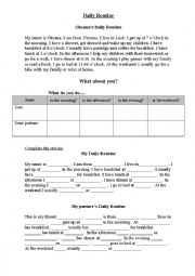 English Worksheet: Daily routines pairwork