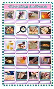 English Worksheet: write the name of these cooking actions