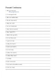 English Worksheet: PRESENT CONTINUOUS