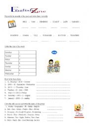 English Worksheet: Days, months and dates