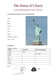 English Worksheet: Getting to know the Statue of Liberty