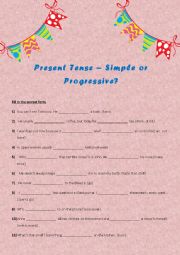 English Worksheet: Present Tense  Simple or Progressive?