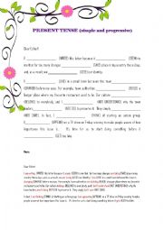 English Worksheet: PRESENT TENSE (simple and progressive)