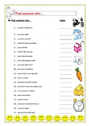 English Worksheet: Find Someone Who...
