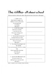 English Worksheet: Riddles- school