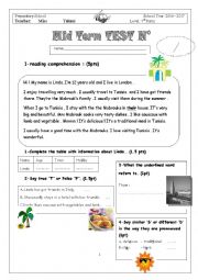 English Worksheet: 7th form end 1