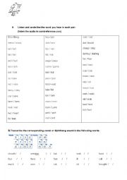 English Worksheet: Pronunciation exercises