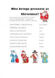 English Worksheet: Santa Claus in different countries