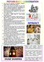 English Worksheet: Picture-based conversation : topic 105 : intimacy vs huge sharing