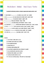 English Worksheet: Modal Auxiliary Verbs