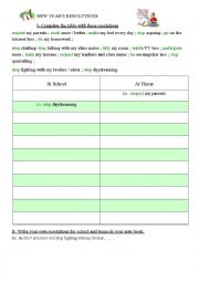 English Worksheet: New years resolutions 