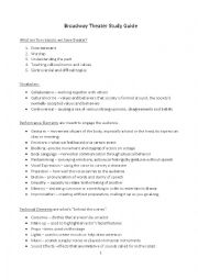 English Worksheet: Theater Study Guide