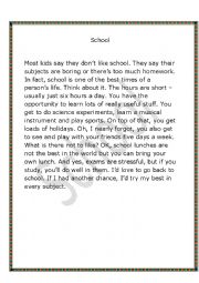 English Worksheet: school