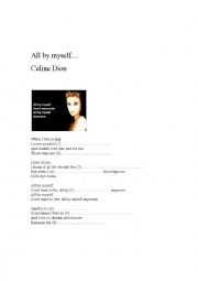 English Worksheet: All by myself song worksheet