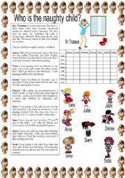 English Worksheet: Who is the naughty child?
