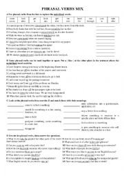 English Worksheet: Phrasal Verbs mix