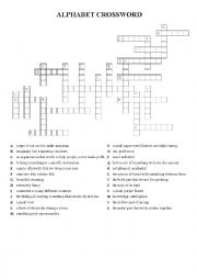 English Worksheet: Alphabet Crossword