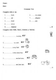 English Worksheet: Review Grammar test