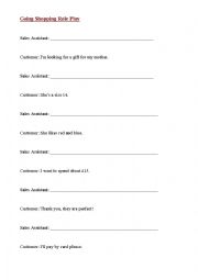 English Worksheet: Going Shopping fill the blank role play