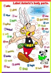 English Worksheet: Asterixs body parts.