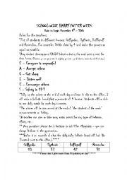 English Worksheet: Schoolwide Harry Potter Challenge 