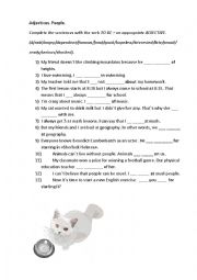 English Worksheet: Adjectives and prepositions. People