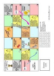 English Worksheet: Snake Ladder Free Question Answer Board