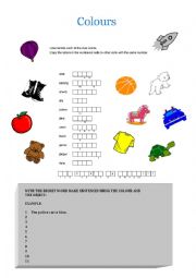 English Worksheet: Colours - Double Puzzle