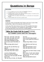 English Worksheet: Questions in songs
