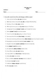 English Worksheet: Verb Agreement