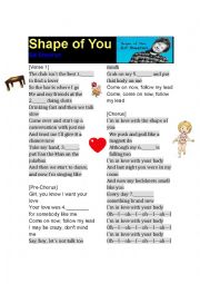 English Worksheet: Ed Sheeran - Shape of you - Lyrics