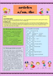 English Worksheet: Article: a/an the