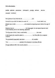 English Worksheet: vocabulary exercise