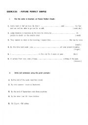English Worksheet: FUTURE  PERFECT  SIMPLE- exercices