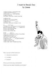 English Worksheet: Queen - I want to break free