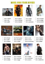 English Worksheet: More jobs from movies