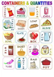 English Worksheet: Containers & Quantities